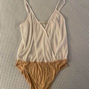 White ribbed blouse bodysuit